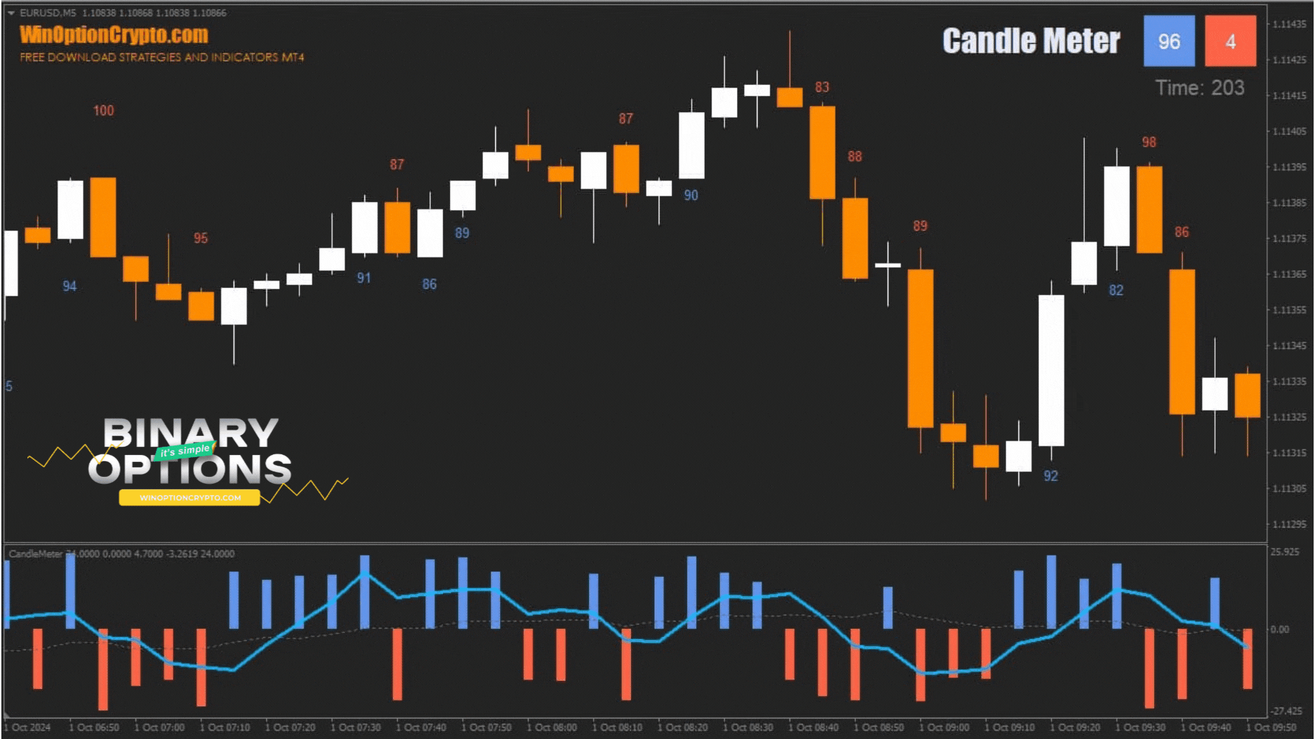 opening a put option in the candle meter indicator